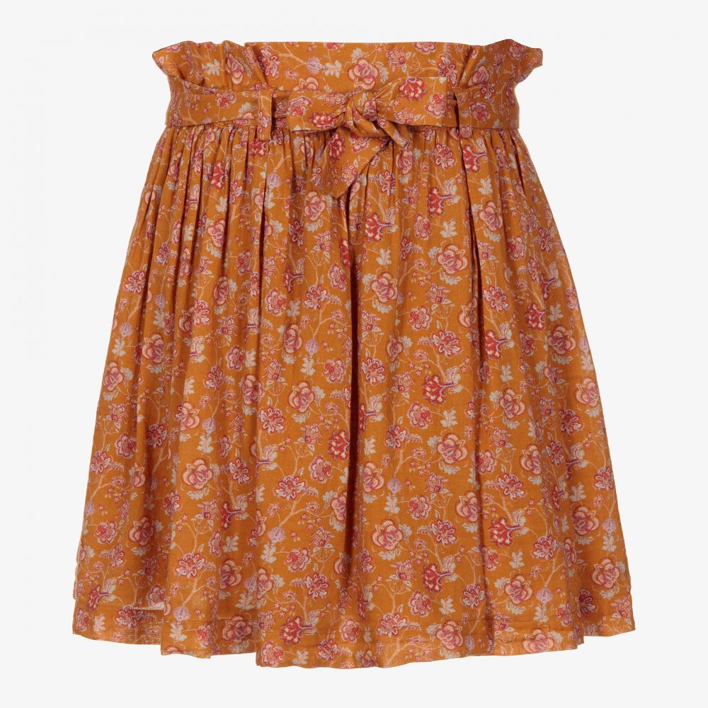 Bonpoint-Коричневая юбка в цветочек для подростков | Childrensalon Outlet