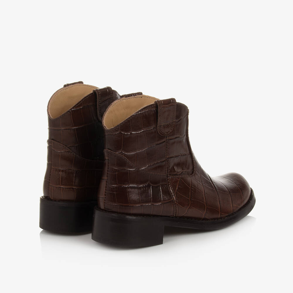 Bonpoint-Teen Girls Brown Leather Ankle Boots | Childrensalon Outlet