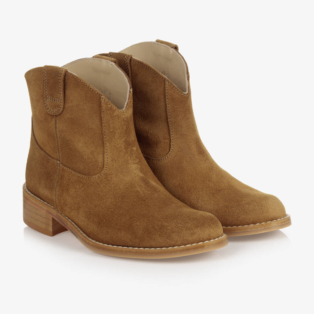 Bonpoint - Bottines marron en daim Ado fille | Childrensalon