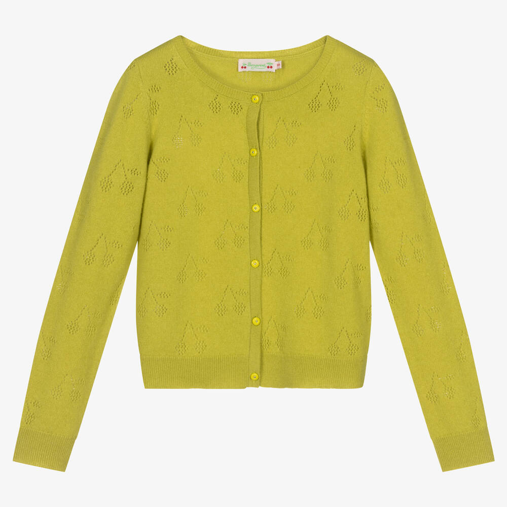 Bonpoint-Teen Girls Green Cashmere Cardigan | Childrensalon Outlet