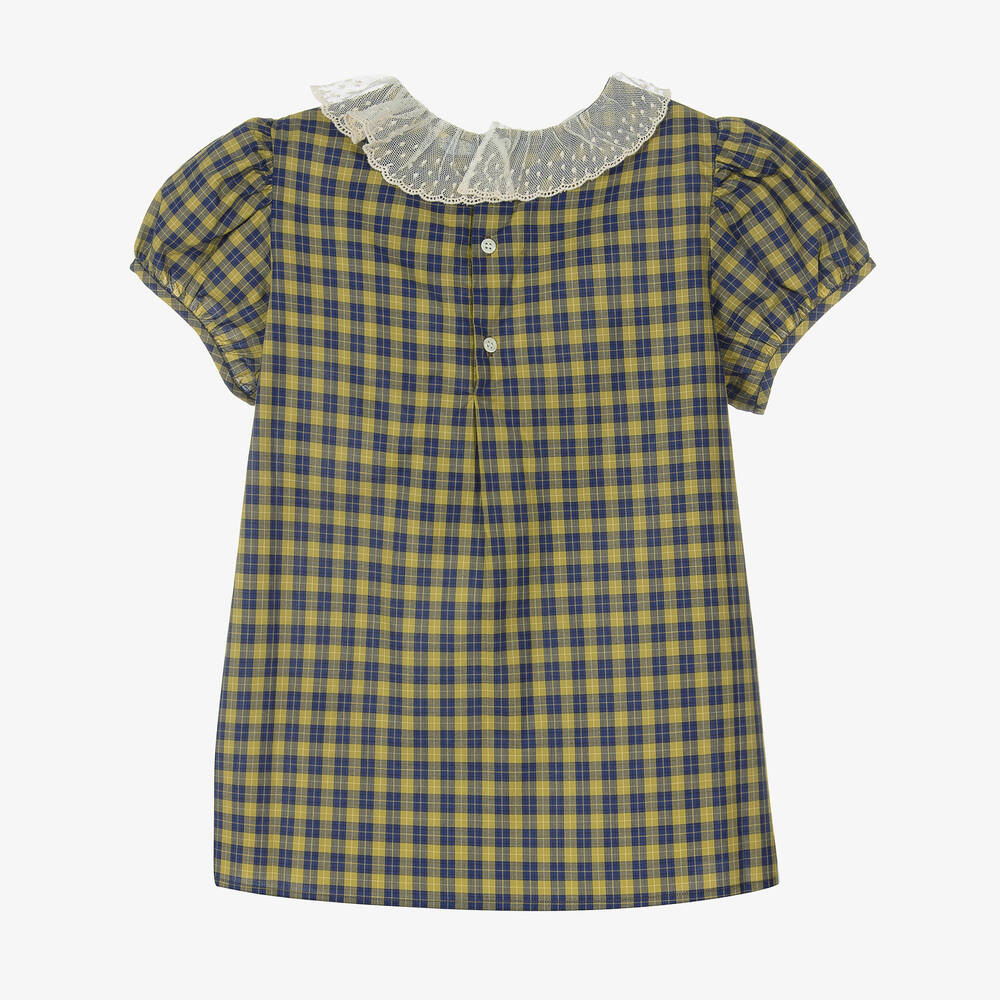 Bonpoint-Teen Girls Green Checked Poplin Blouse | Childrensalon Outlet