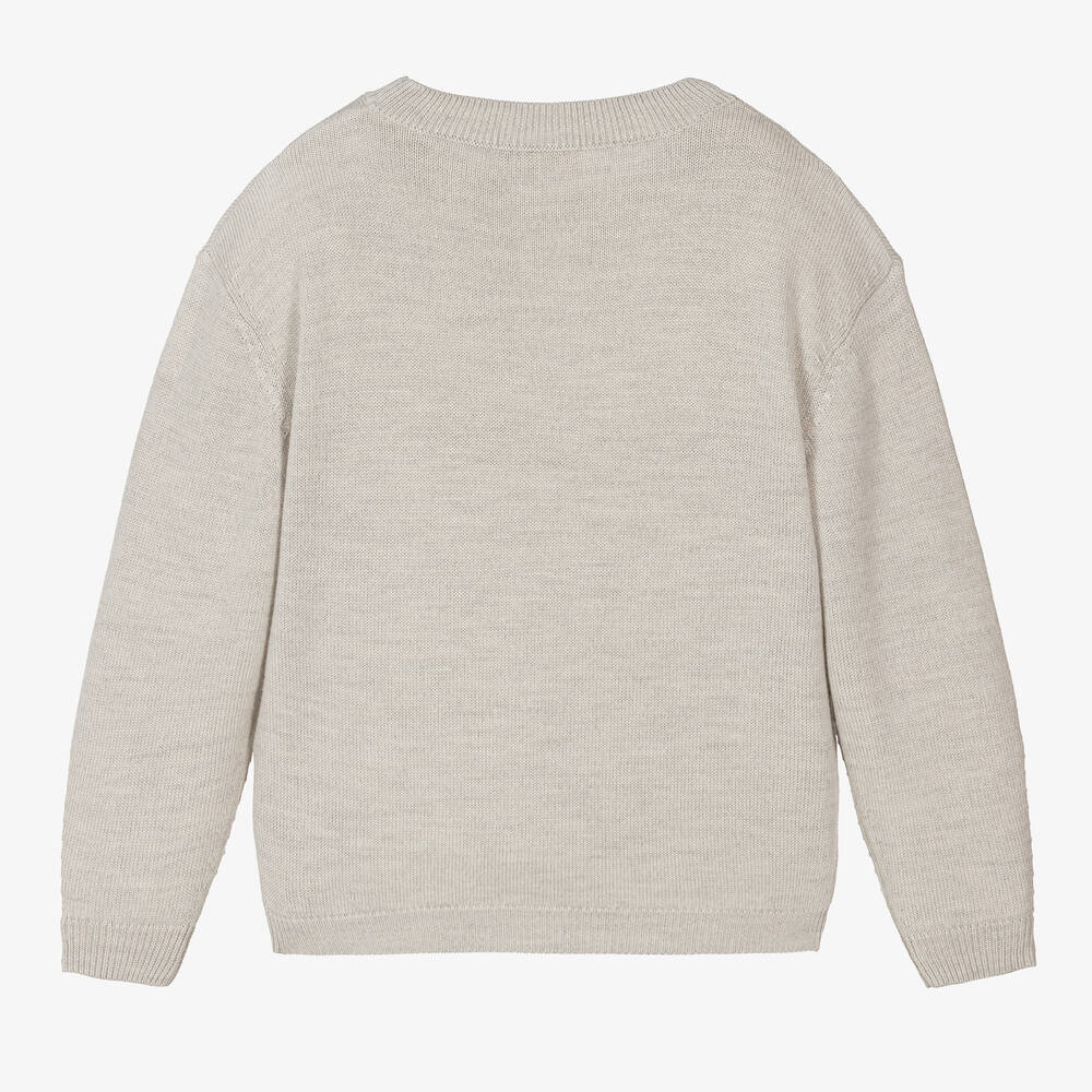 Bonpoint Teen Girls Grey Wool Cat Sweater Childrensalon Outlet