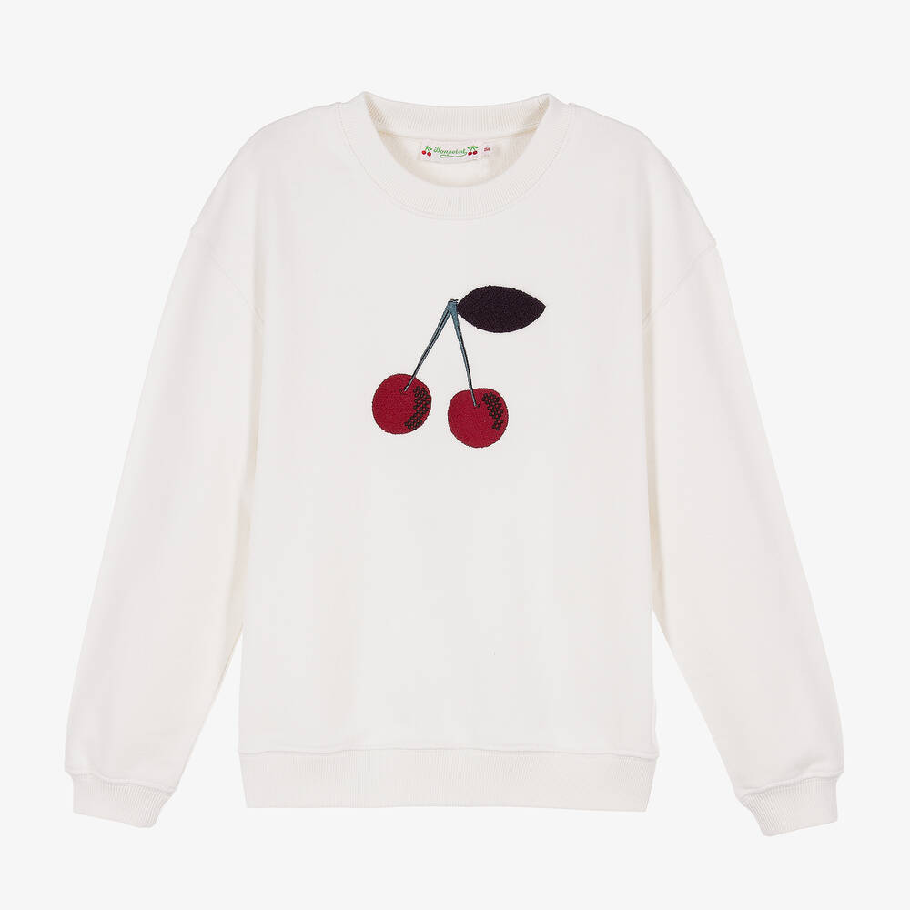 Bonpoint - Teen Girls Ivory Cherry Jersey Sweatshirt | Childrensalon