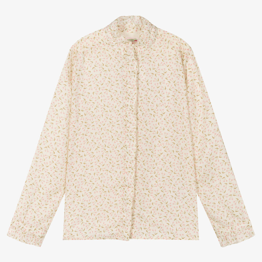 Bonpoint - Teen Girls Ivory Cotton Cherry Blouse | Childrensalon