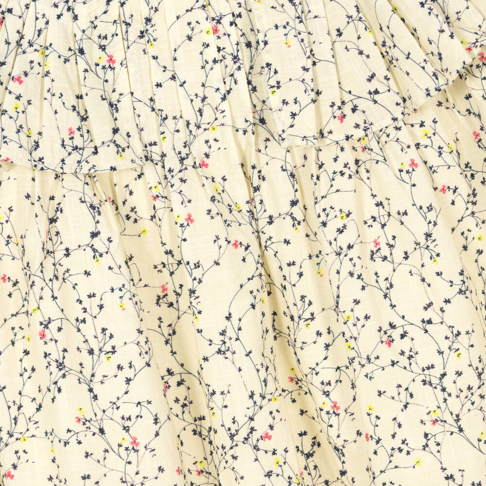 Bonpoint-Кремовое хлопковое платье в цветочек | Childrensalon Outlet