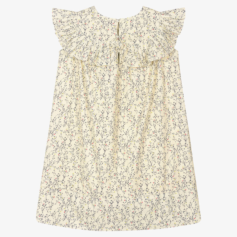 Bonpoint-Кремовое хлопковое платье в цветочек | Childrensalon Outlet
