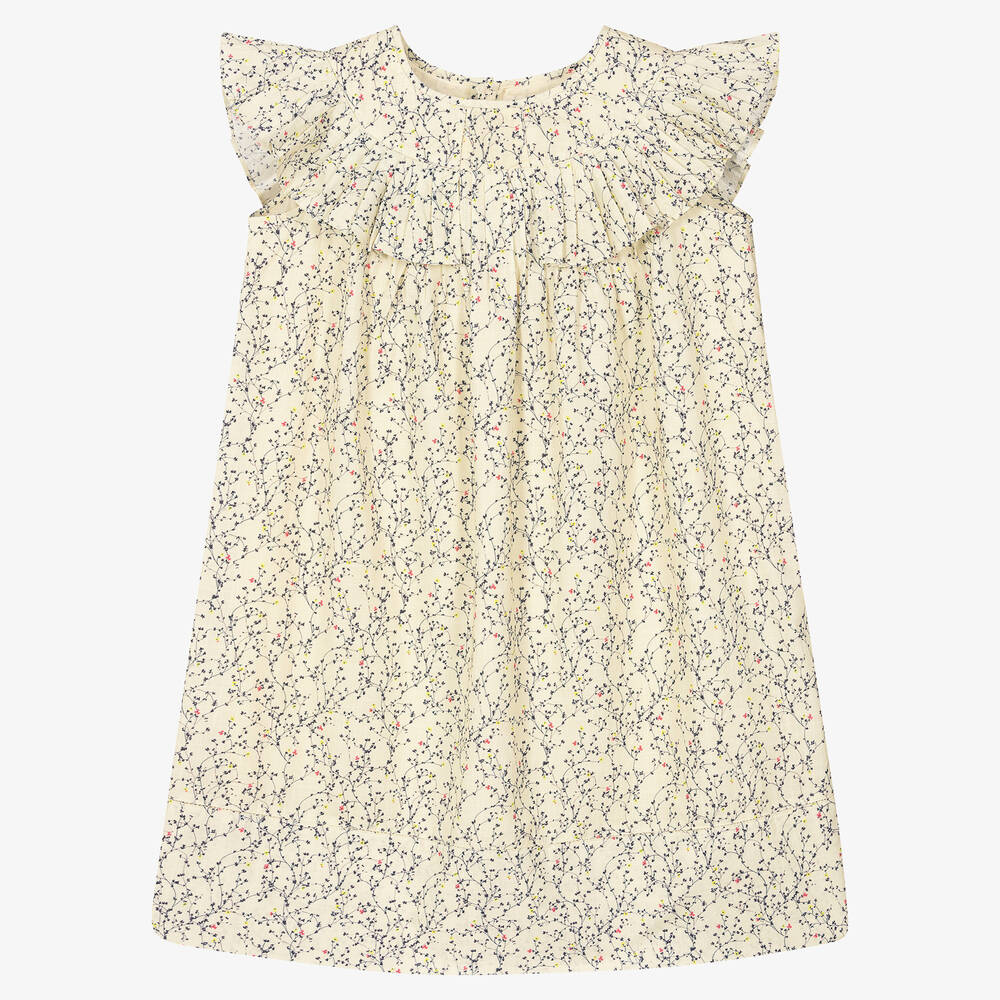 Bonpoint - Robe ivoire en coton à fleurs ado  | Childrensalon