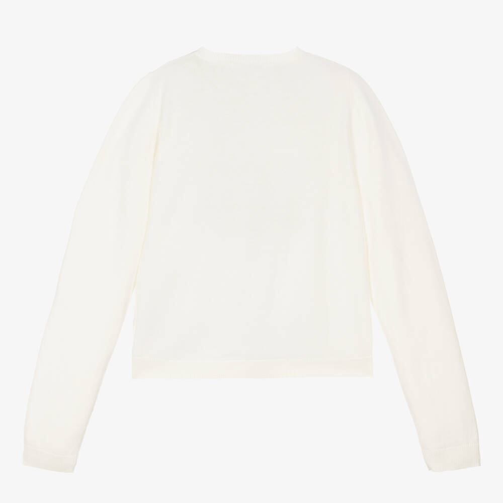 Bonpoint-Teen Girls Ivory Cotton Knit Cardigan | Childrensalon Outlet