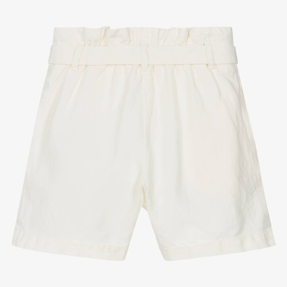 بونبوان-شورت مزيج ليوسيل لون عاجي مع حزام للمراهقات | Childrensalon Outlet