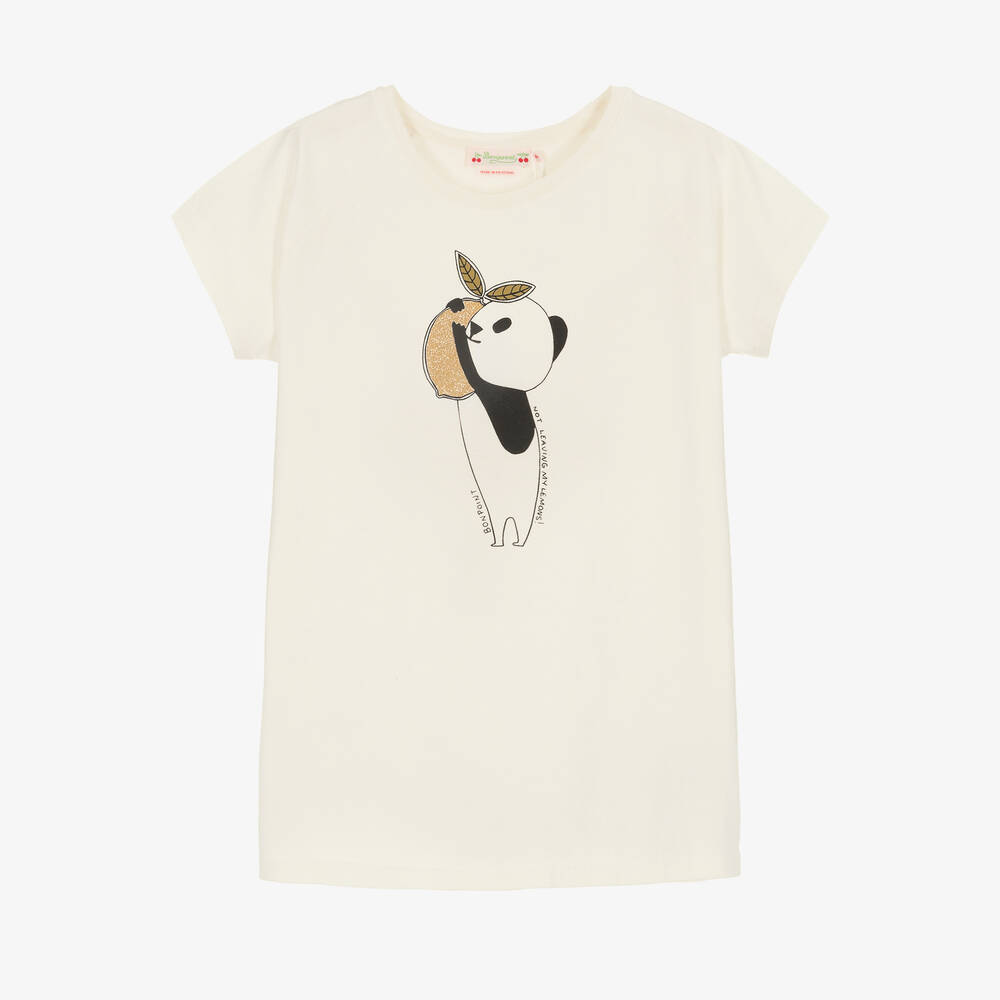 Bonpoint - T-shirt ivoire en coton panda ado | Childrensalon