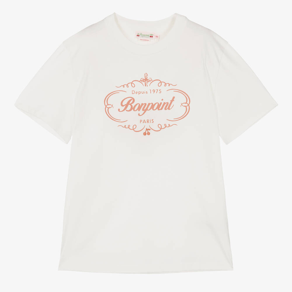 Bonpoint - Teen Baumwoll-T-Shirt Elfenbein | Childrensalon