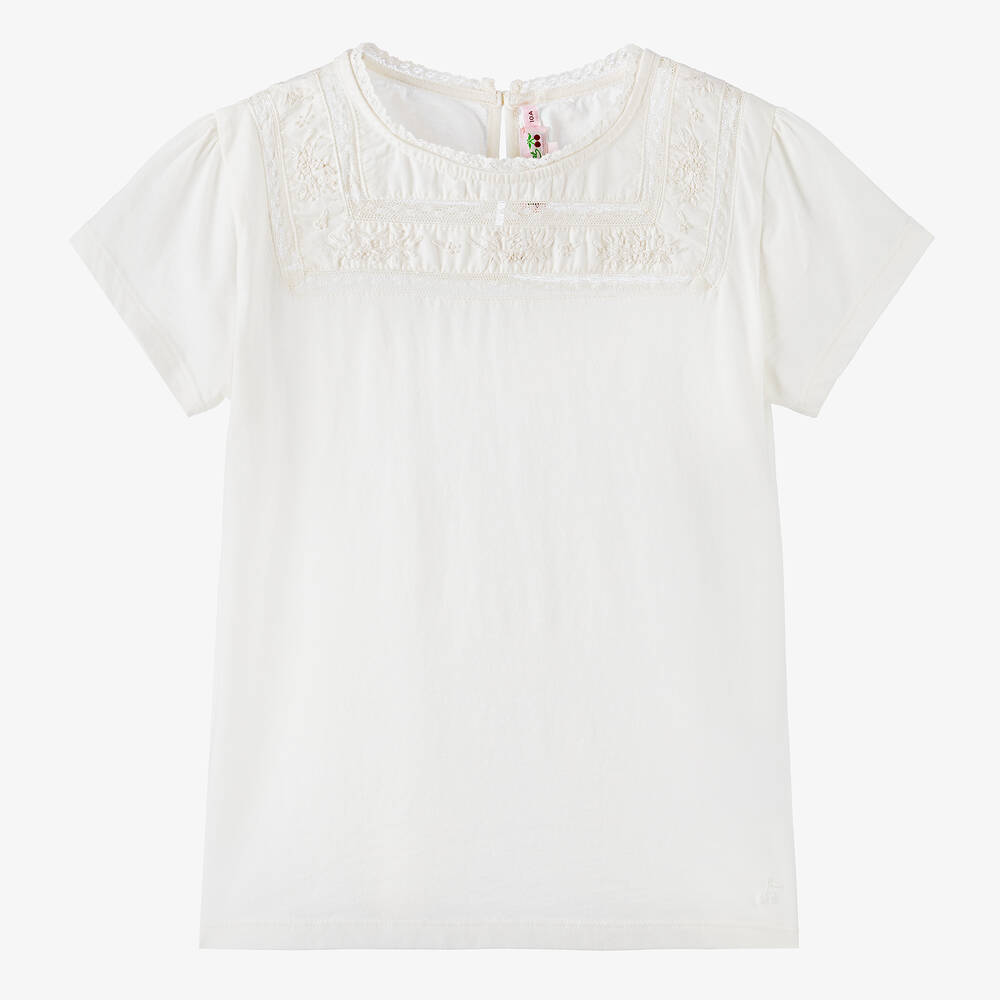 Bonpoint-Teen Girls Ivory Cotton T-Shirt | Childrensalon Outlet