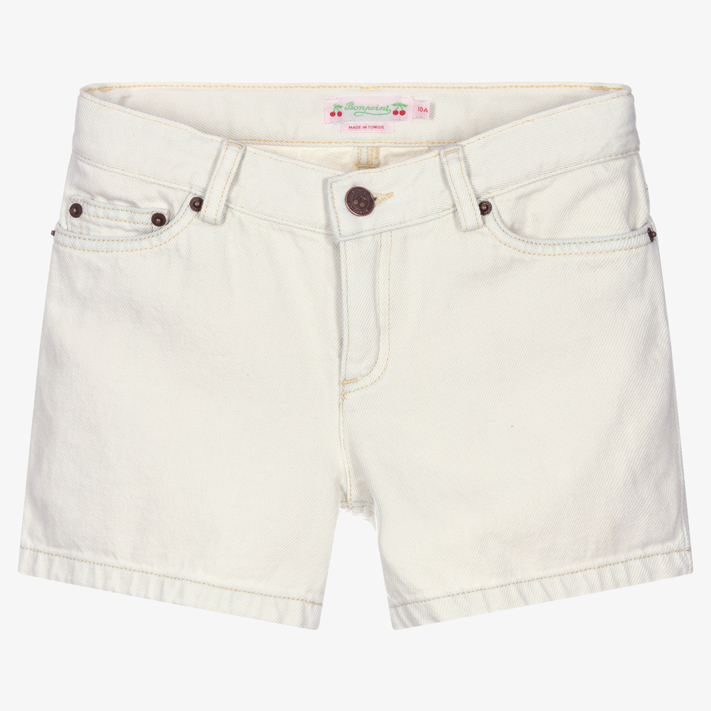 Bonpoint - Teen Girls Ivory Denim Shorts | Childrensalon