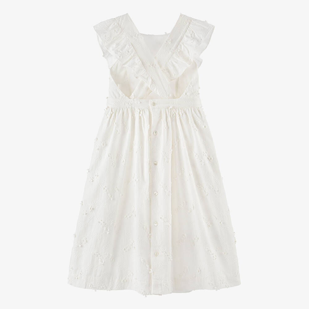 Bonpoint-Teen Girls Ivory Embroidered Cotton Dress | Childrensalon Outlet