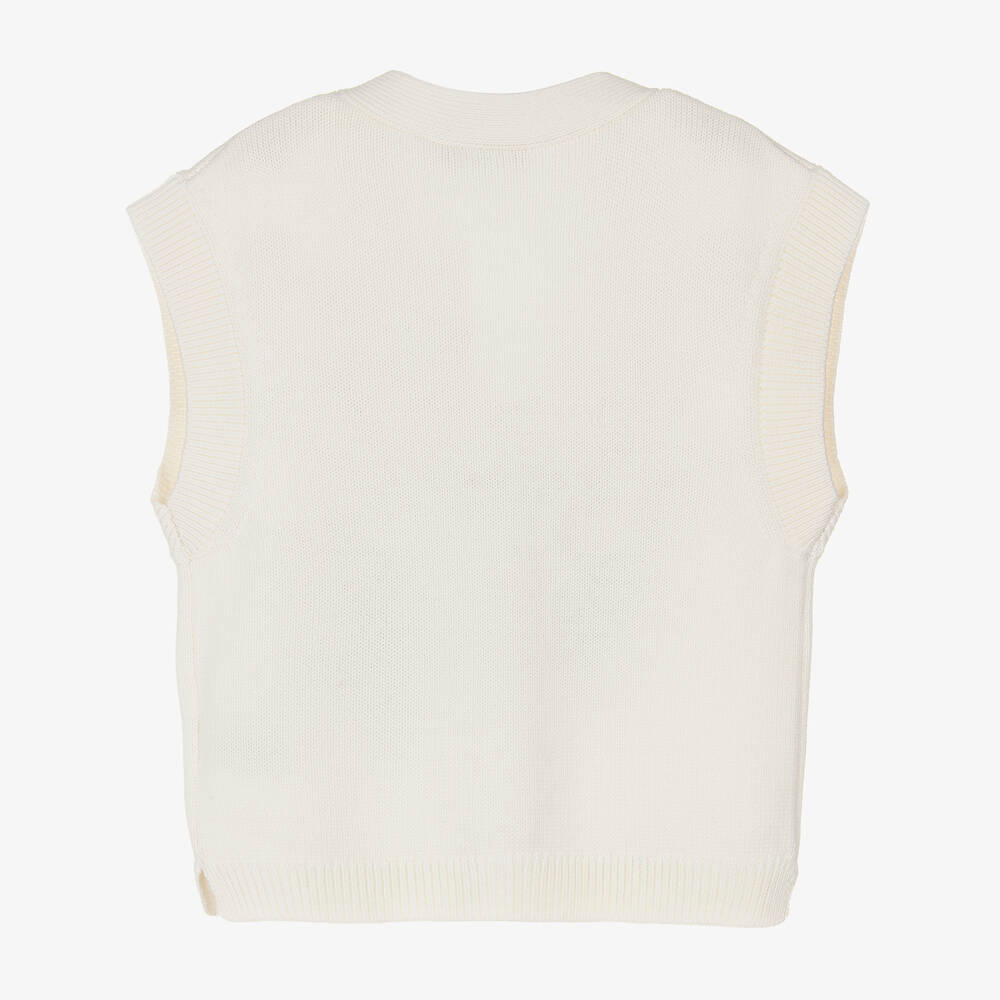 Bonpoint-Teen Girls Ivory Embroidered Knit Waistcoat | Childrensalon Outlet