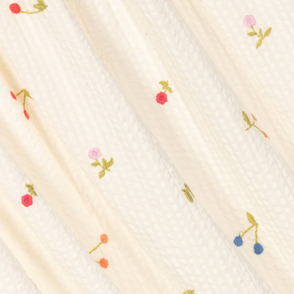 بونبوان-فستان قطن سيرسوكر مطرز لون عاجي للمراهقات | Childrensalon Outlet