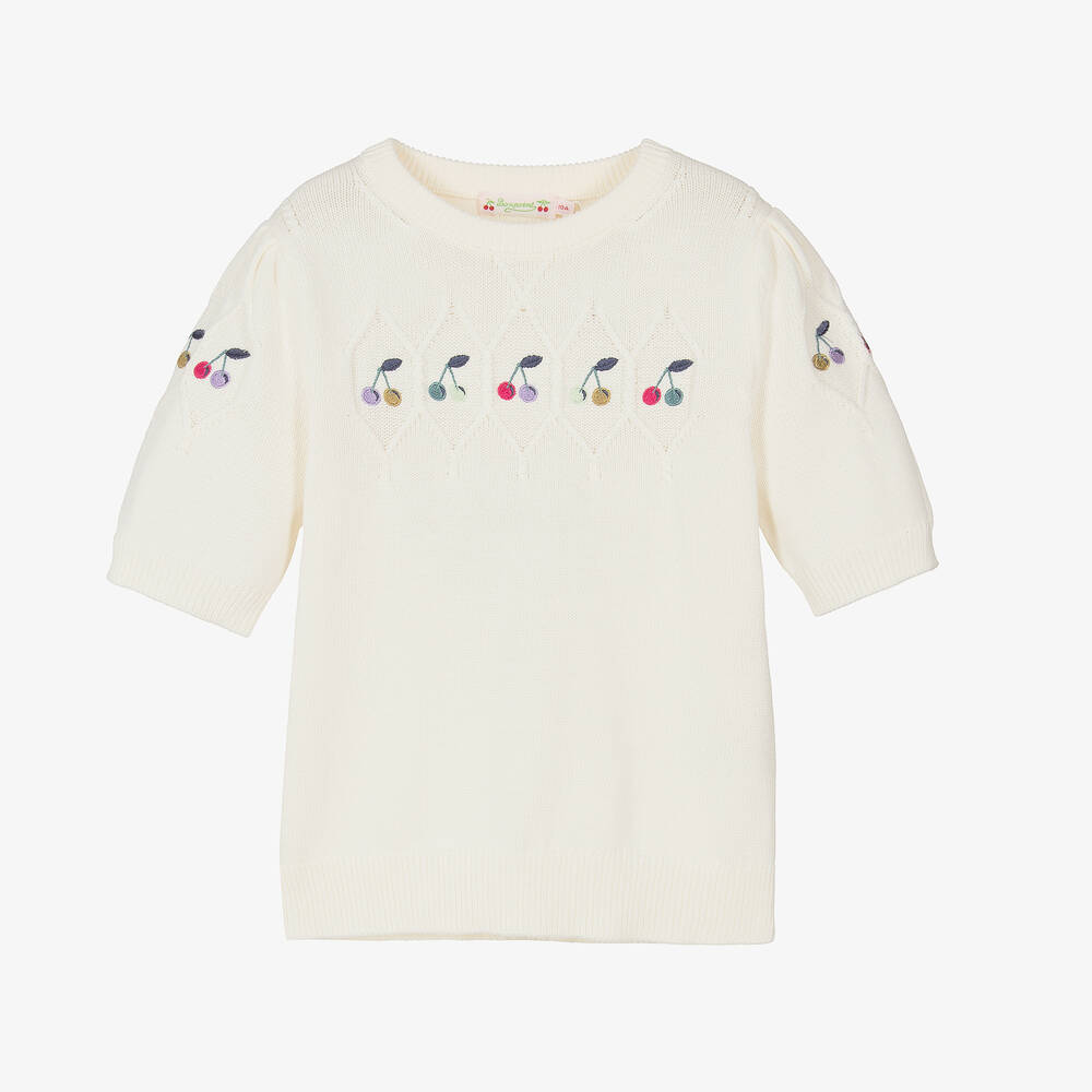 Bonpoint - Teen Girls Ivory Embroidered Sweater  | Childrensalon