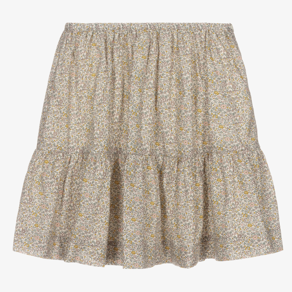 Bonpoint - Кремовая юбка в цветочек для девочек-подростков  | Childrensalon
