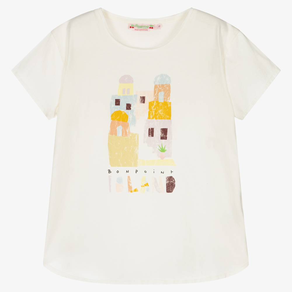 Bonpoint - Teen Girls Ivory Logo T-Shirt | Childrensalon