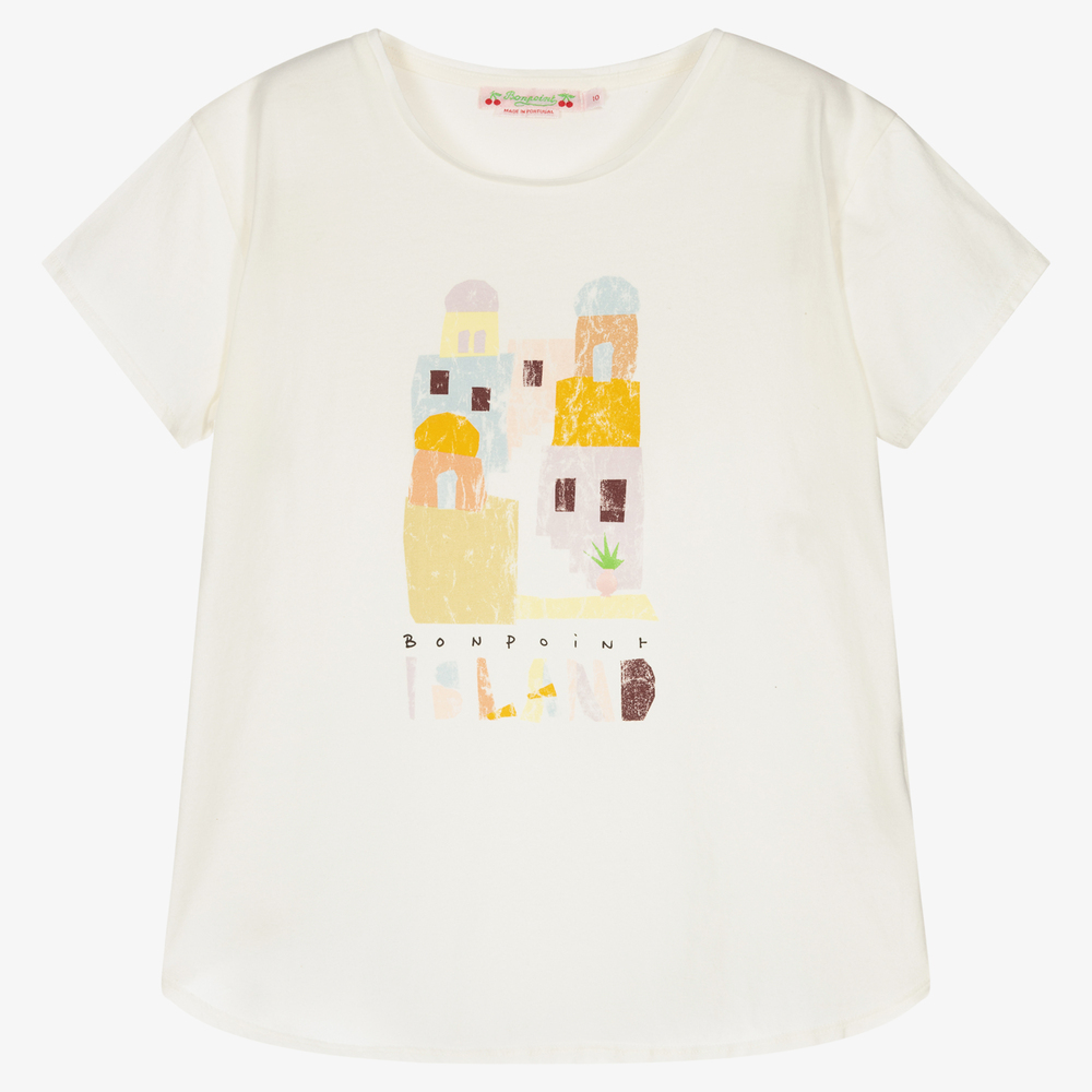 Bonpoint-Teen Girls Ivory Logo T-Shirt | Childrensalon Outlet