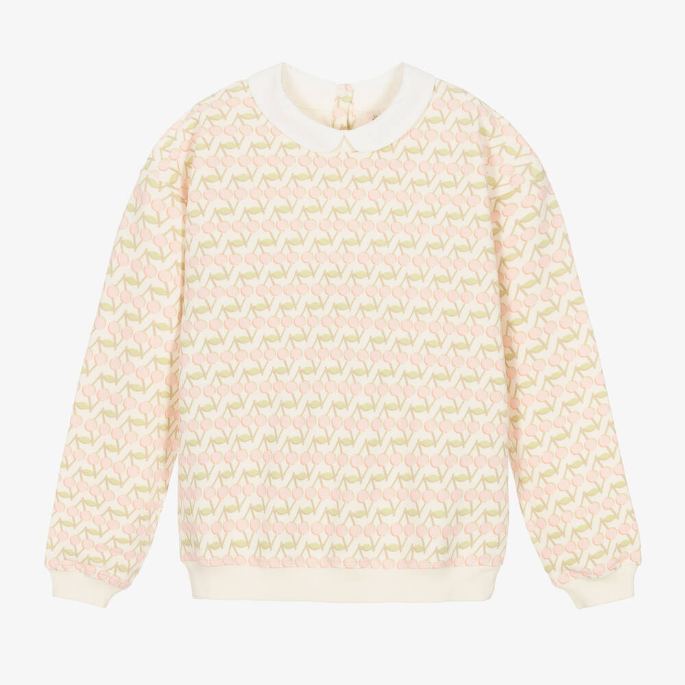 Bonpoint-Teen Girls Ivory & Pink Cherry Sweatshirt | Childrensalon Outlet