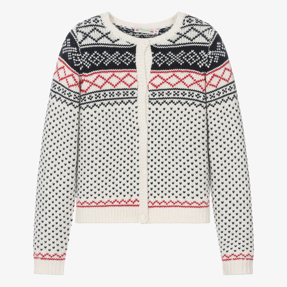 Bonpoint-Teen Girls Ivory Wool Knit Cardigan | Childrensalon Outlet