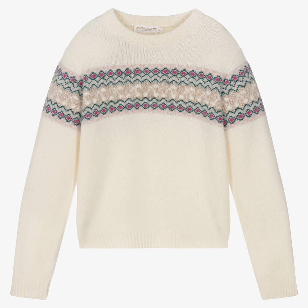 Bonpoint - Teen Girls Ivory Wool Knit Jumper | Childrensalon