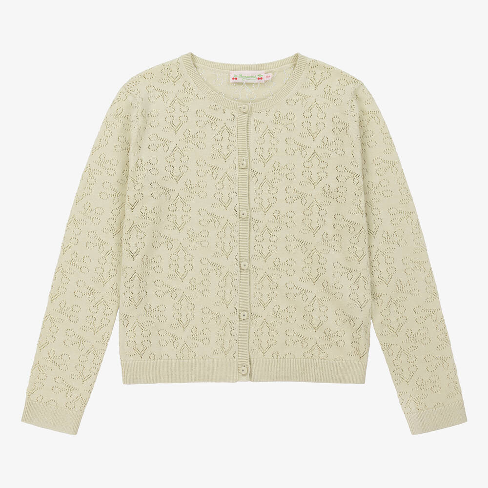 Bonpoint-Teen Girls Light Green Cherry Cardigan | Childrensalon Outlet