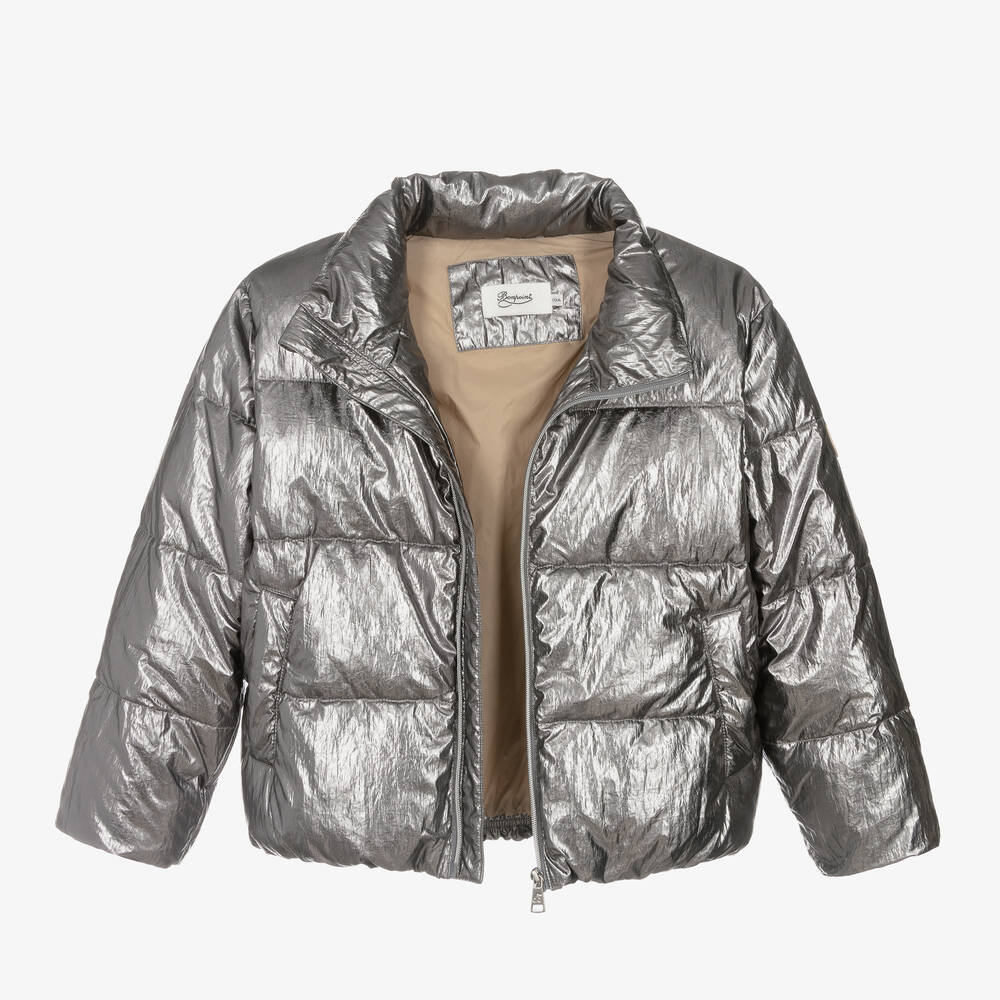 Bonpoint-Teen Girls Metallic Silver Puffer Jacket | Childrensalon Outlet