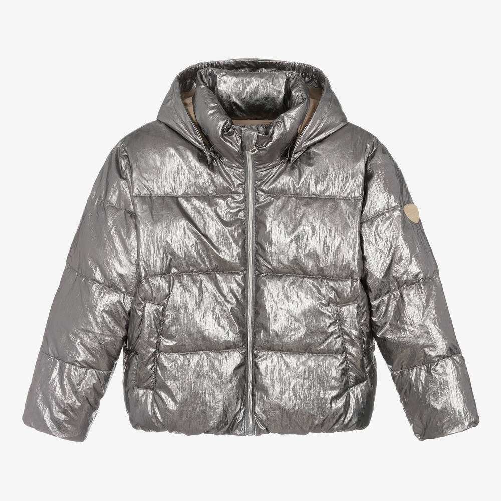 Bonpoint - Teen Girls Metallic Silver Puffer Jacket | Childrensalon