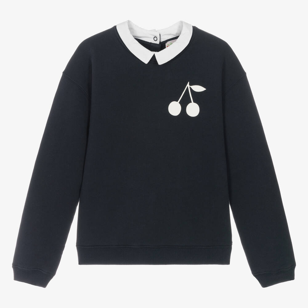 Bonpoint-Teen Girls Navy Blue Cherry Sweatshirt | Childrensalon Outlet
