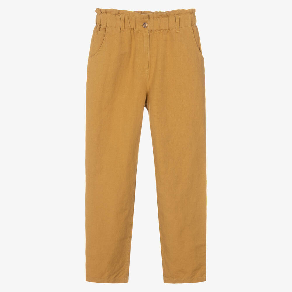 Bonpoint - Teen Girls Ochre Yellow Chino Trousers | Childrensalon