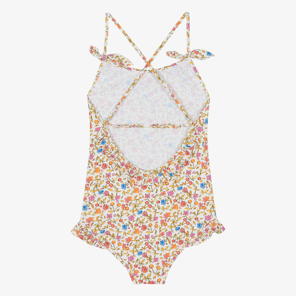 Bonpoint-Teen Girls Orange Floral Swimsuit | Childrensalon Outlet