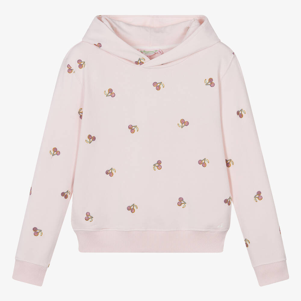 Teen Girls Pink Cotton Cherry Hoodie