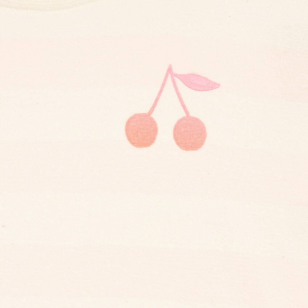 Bonpoint-Teen Girls Pink Stripe Cotton Cherry T-Shirt | Childrensalon Outlet