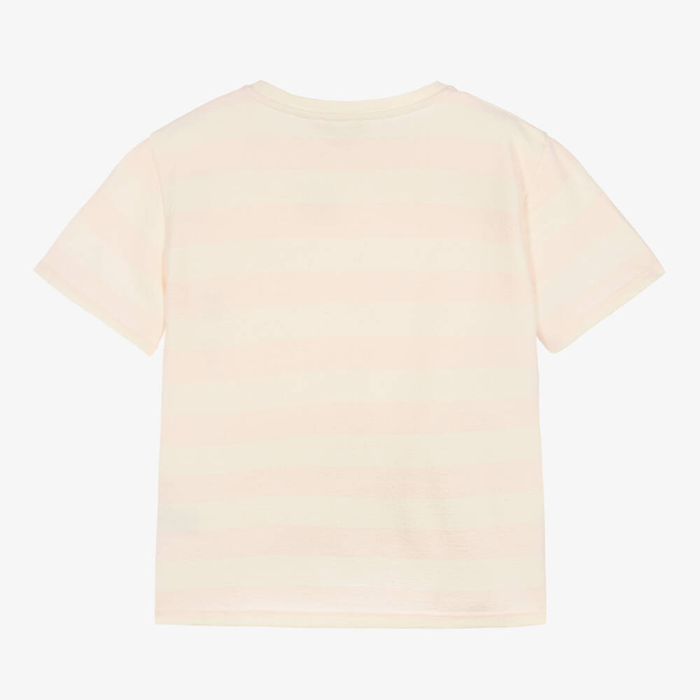 Bonpoint-Teen Girls Pink Stripe Cotton Cherry T-Shirt | Childrensalon Outlet