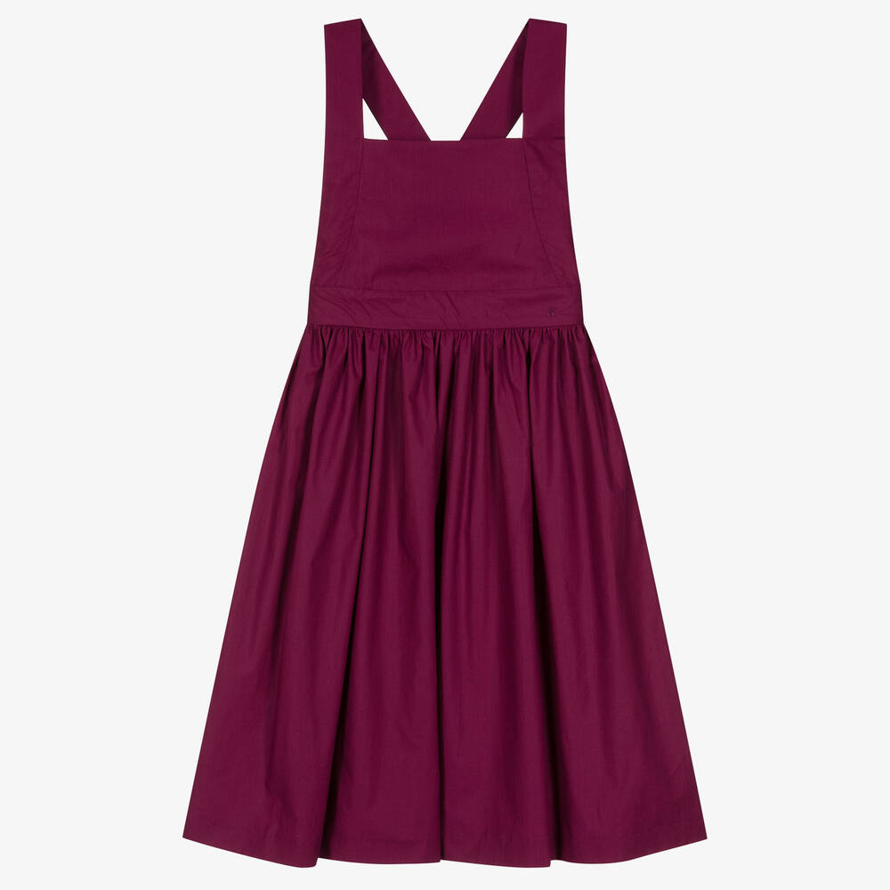 Bonpoint-Teen Girls Purple Cotton Pinafore Dress | Childrensalon Outlet