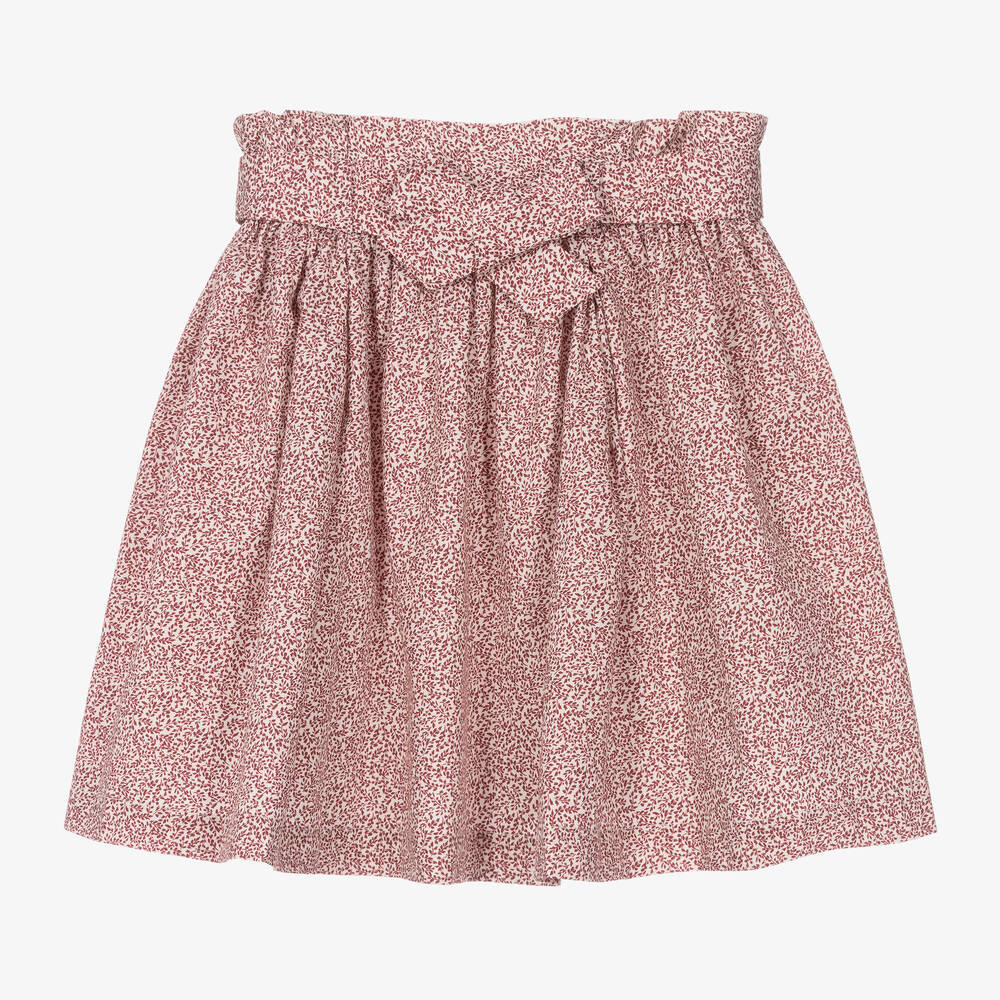 Bonpoint - Красная юбка из поплина в цветочек | Childrensalon