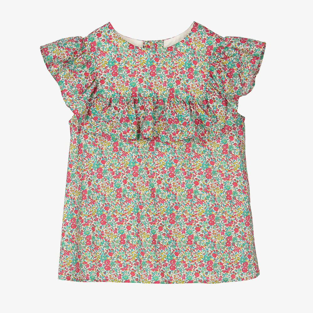 Bonpoint - Teen Girls Red & Green Liberty Floral Blouse | Childrensalon