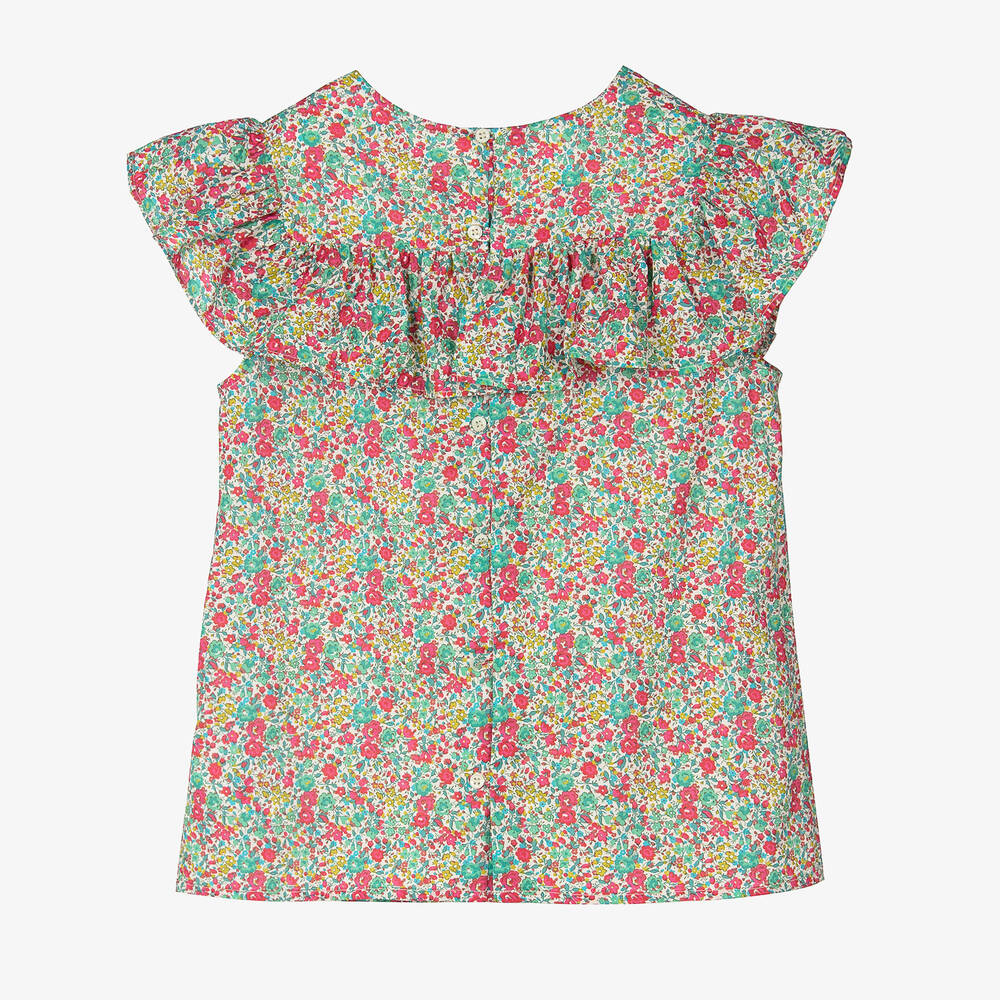 Bonpoint-Teen Girls Red & Green Liberty Floral Blouse | Childrensalon Outlet