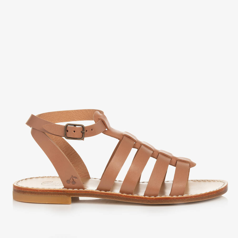 Bonpoint-Teen Girls Tan Brown Leather Sandals | Childrensalon Outlet