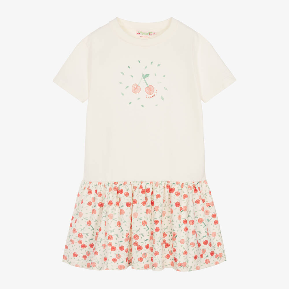 Bonpoint-Teen Girls White Cotton Cherry Dress | Childrensalon Outlet