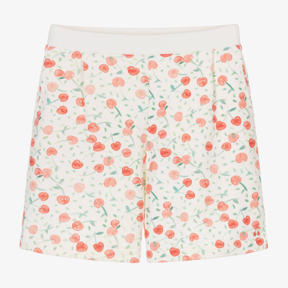 Bonpoint-Teen Girls White Cotton Cherry Shorts | Childrensalon Outlet