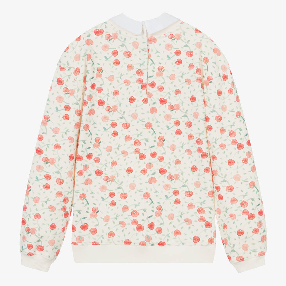 Bonpoint-سويتشيرت قطن لون أبيض للمراهقات | Childrensalon Outlet