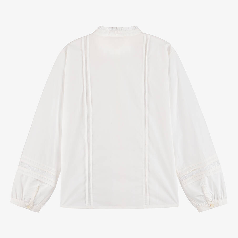 Bonpoint-Teen Girls White Cotton Embroidered Blouse | Childrensalon Outlet
