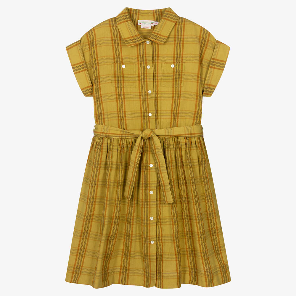 Bonpoint - Gelb kariertes Teen Kleid (M)  | Childrensalon