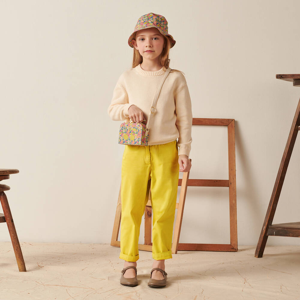 بونبوان-بنطلون تينز بناتي قطن تويل لون أصفر | Childrensalon Outlet