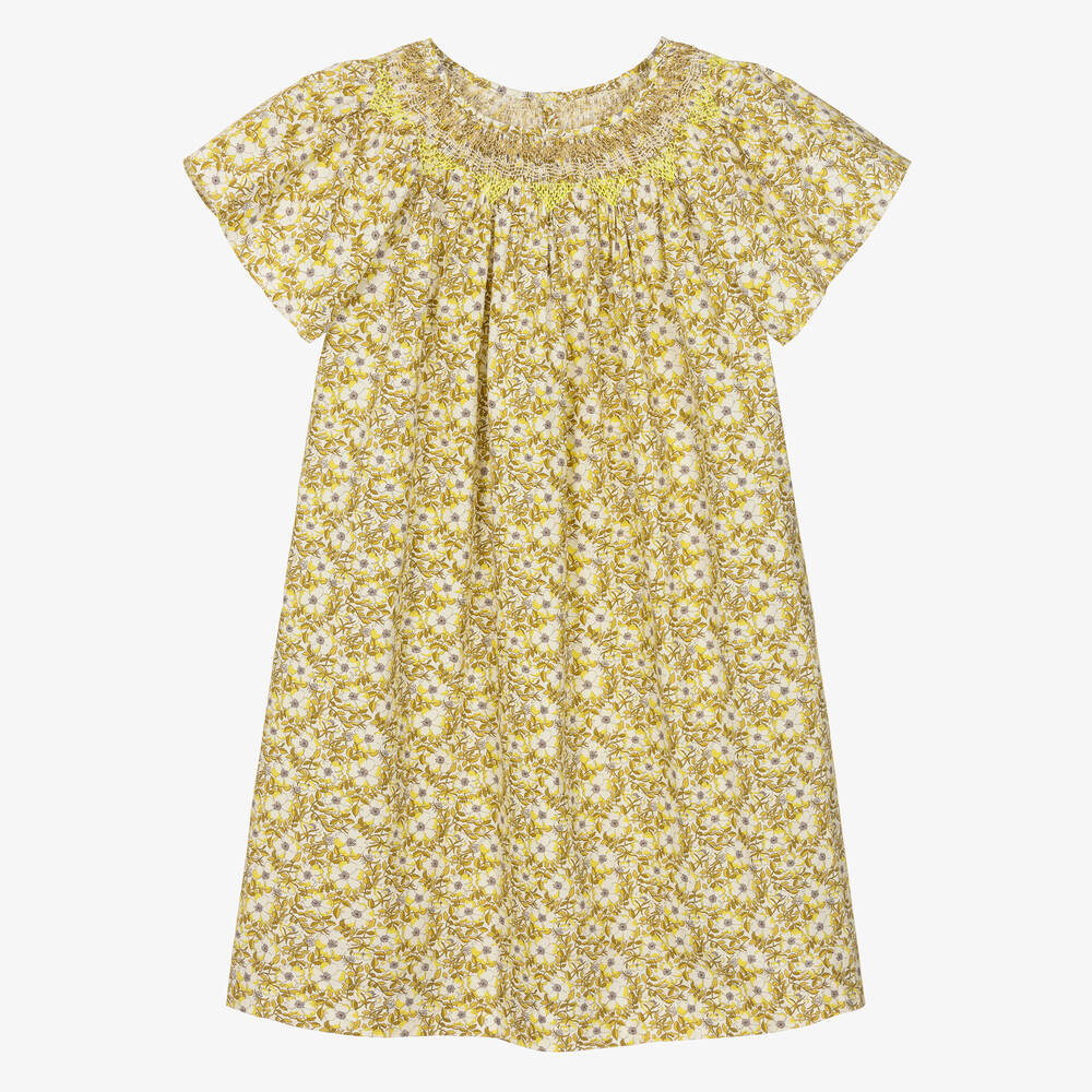 Bonpoint-Teen Girls Yellow Floral Liberty Dress  | Childrensalon Outlet
