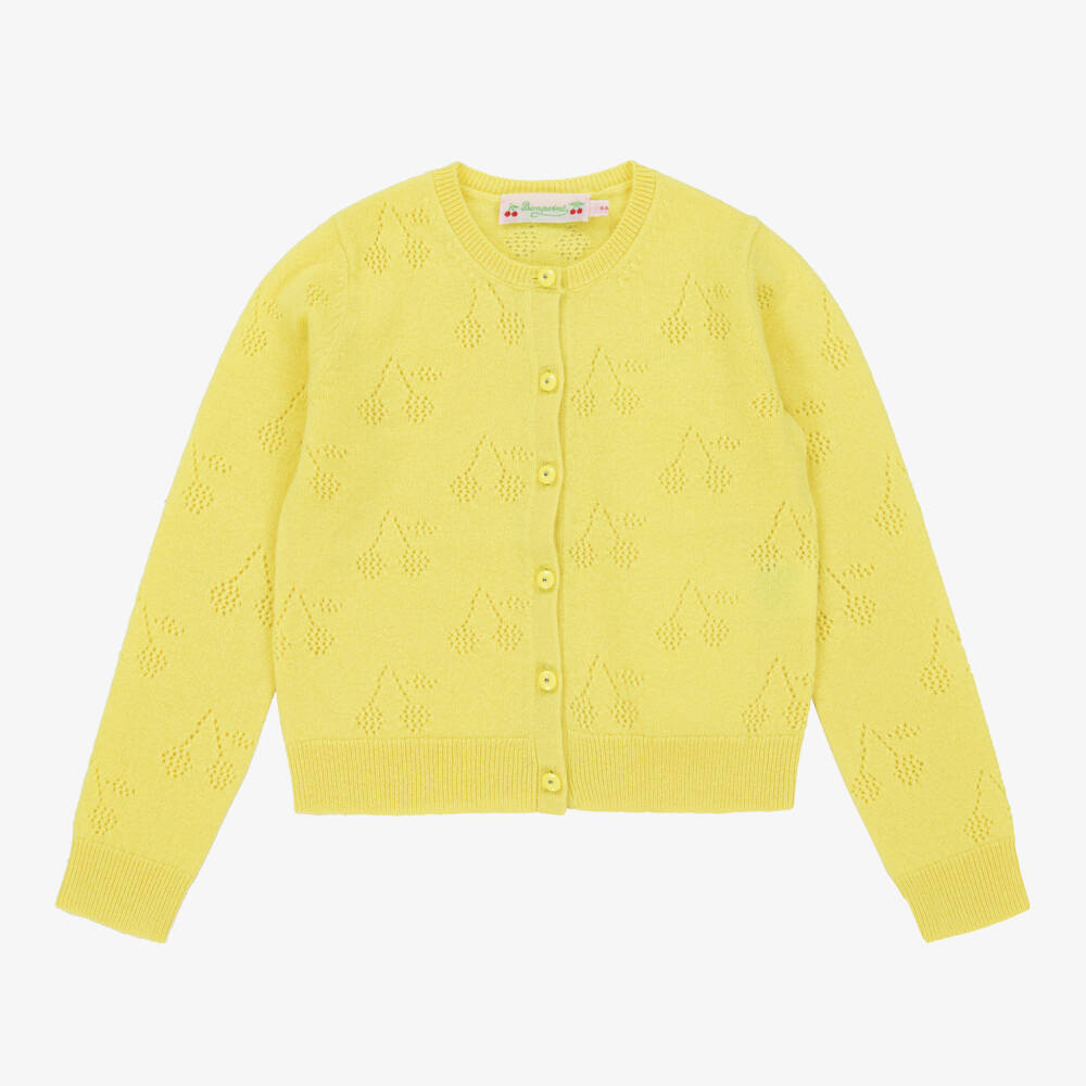 Bonpoint-كارديغان تينز بناتي كشمير محبوك لون أصفر | Childrensalon Outlet