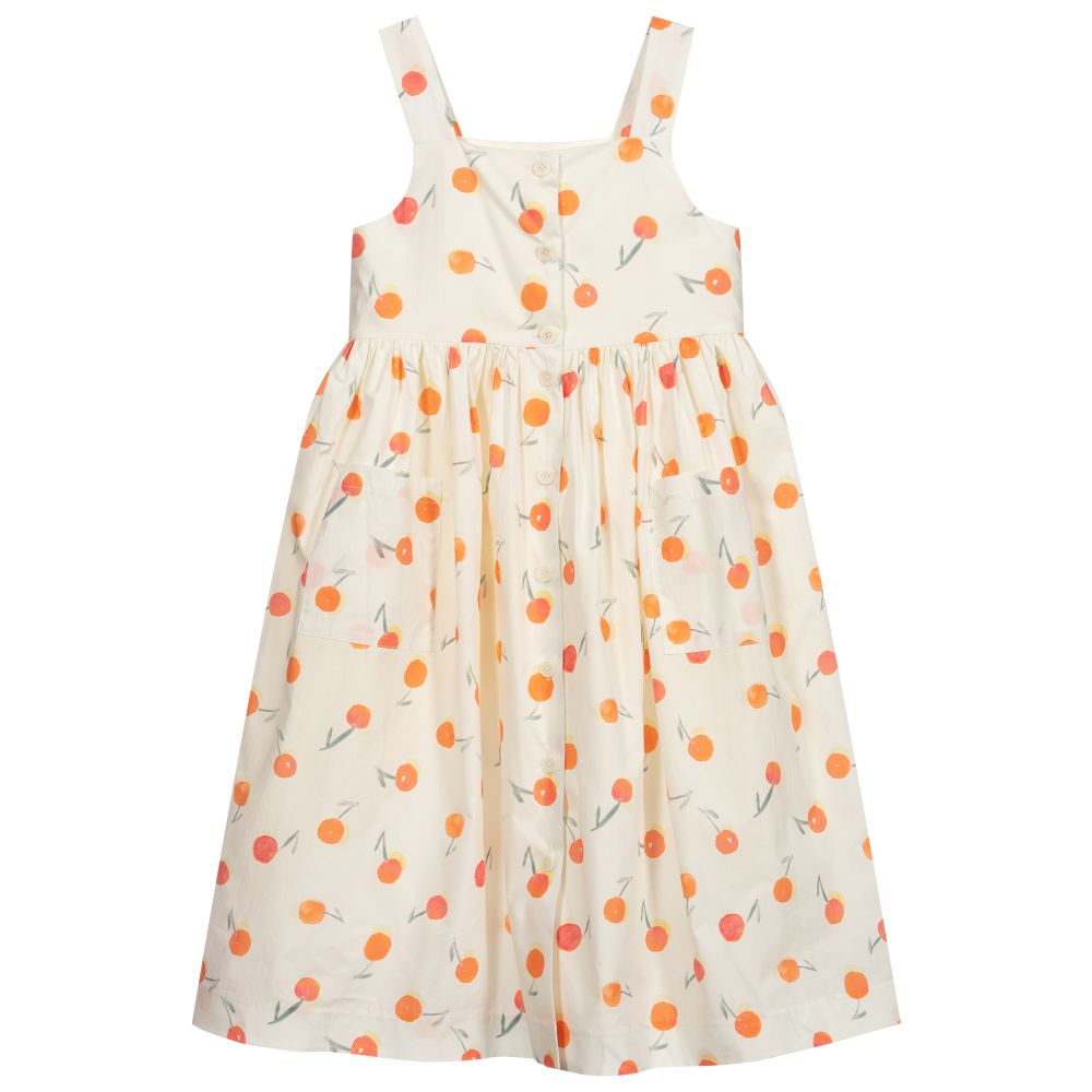 Bonpoint - Кремовое платье с вишнями для подростков | Childrensalon
